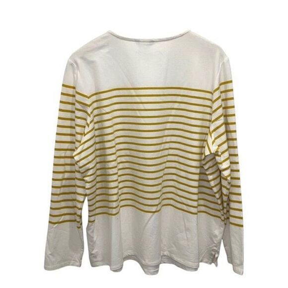 Joules Womens Striped Seacombe Button Shoulder Breton Top White Yellow Sz 20 NWT - Picture 5 of 12
